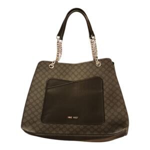 Nine West Black Satchel Handbag with Chain Handle Excellent Pre-owned Condition
